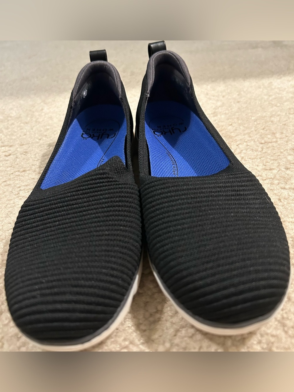 Ryka Women's Effortless Black Knit Slip-On Walking Shoe EUC 7.5